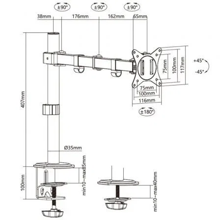 Aisens Soporte de Mesa ECO Giratorio e Inclinable para Monitor/TV 17-32 Pulgadas, Negro
